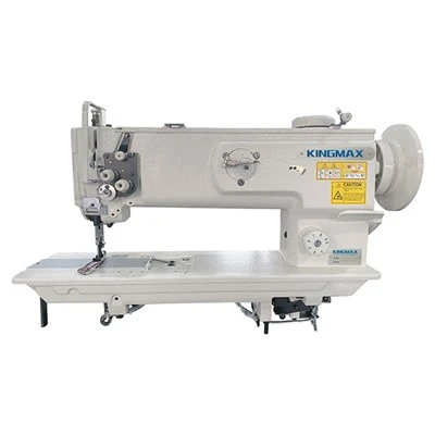Máquina de coser de pespunte con pie móvil y alimentación compuesta de brazo largo de 1 y 2 agujas de 14 pulgadas