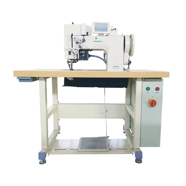 Máquina de coser ornamental de cama plana con dos barras de agujas